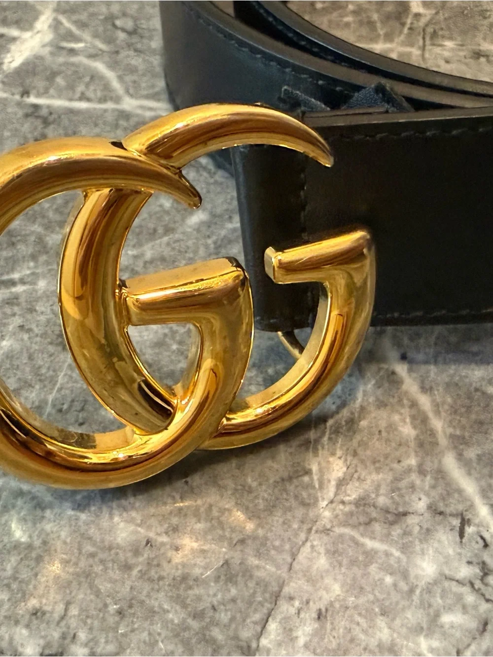 Gucci GG Marmont Black Leather Belt